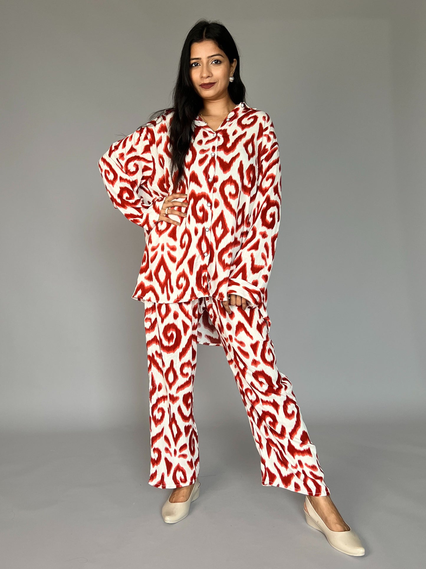 Abstract Print Pants Coord Set