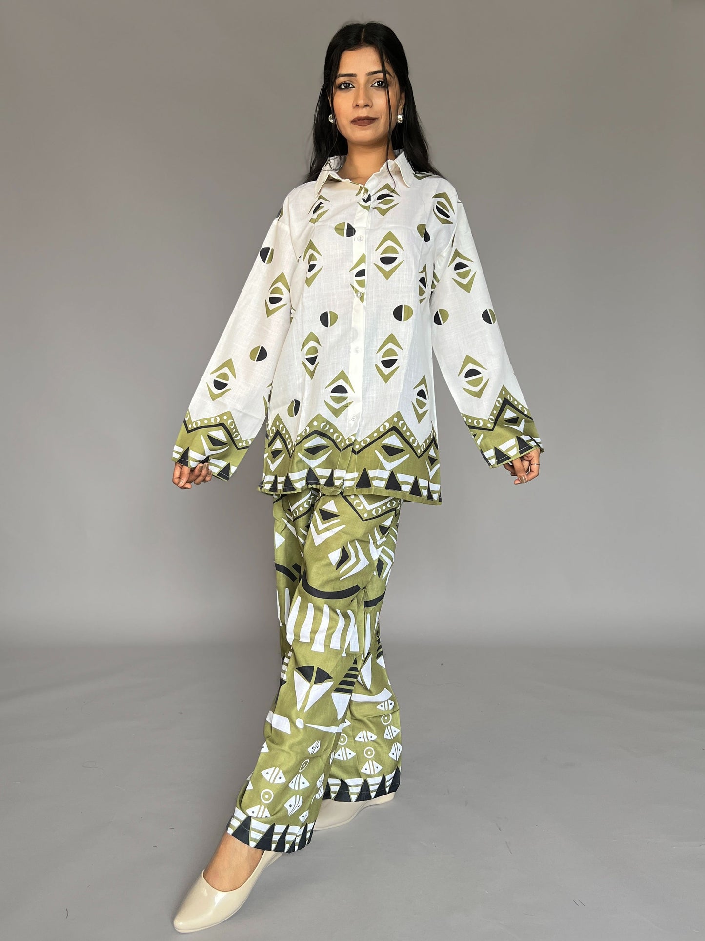 Abstract Print Pants Coord Set