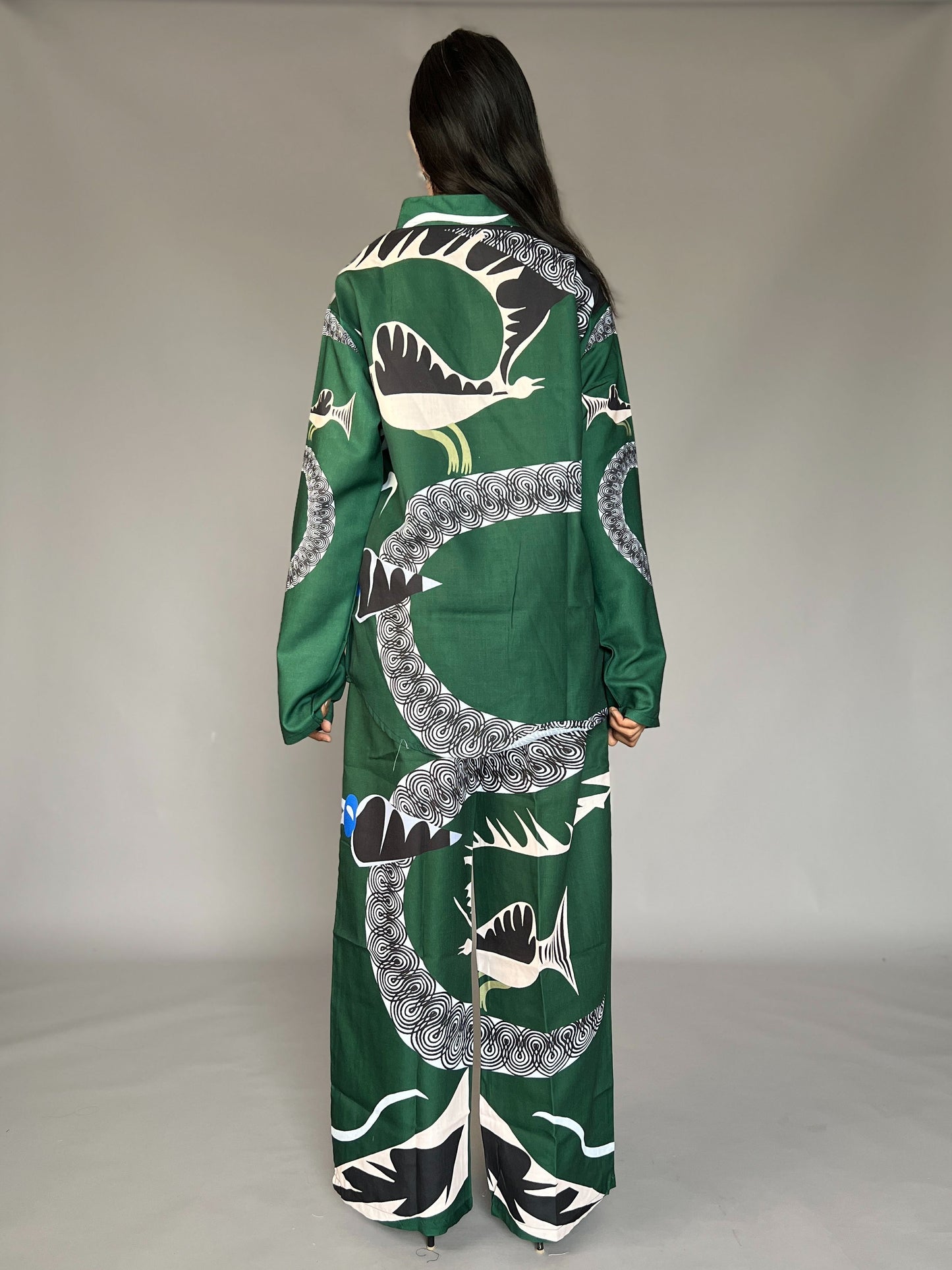 Abstract Print Green Coord Set