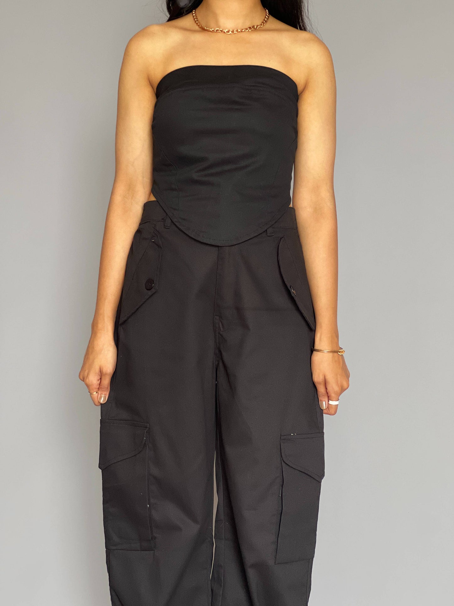 Cargo Pants-Top 2 Piece Pants Coord Set