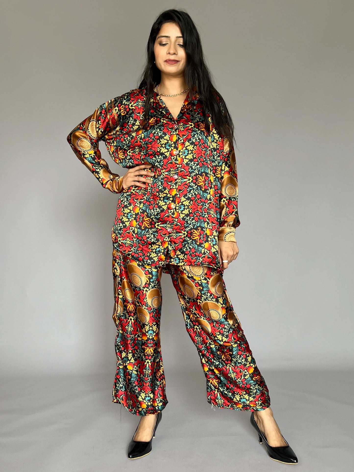 Satin Printed 2 Piece Coord set