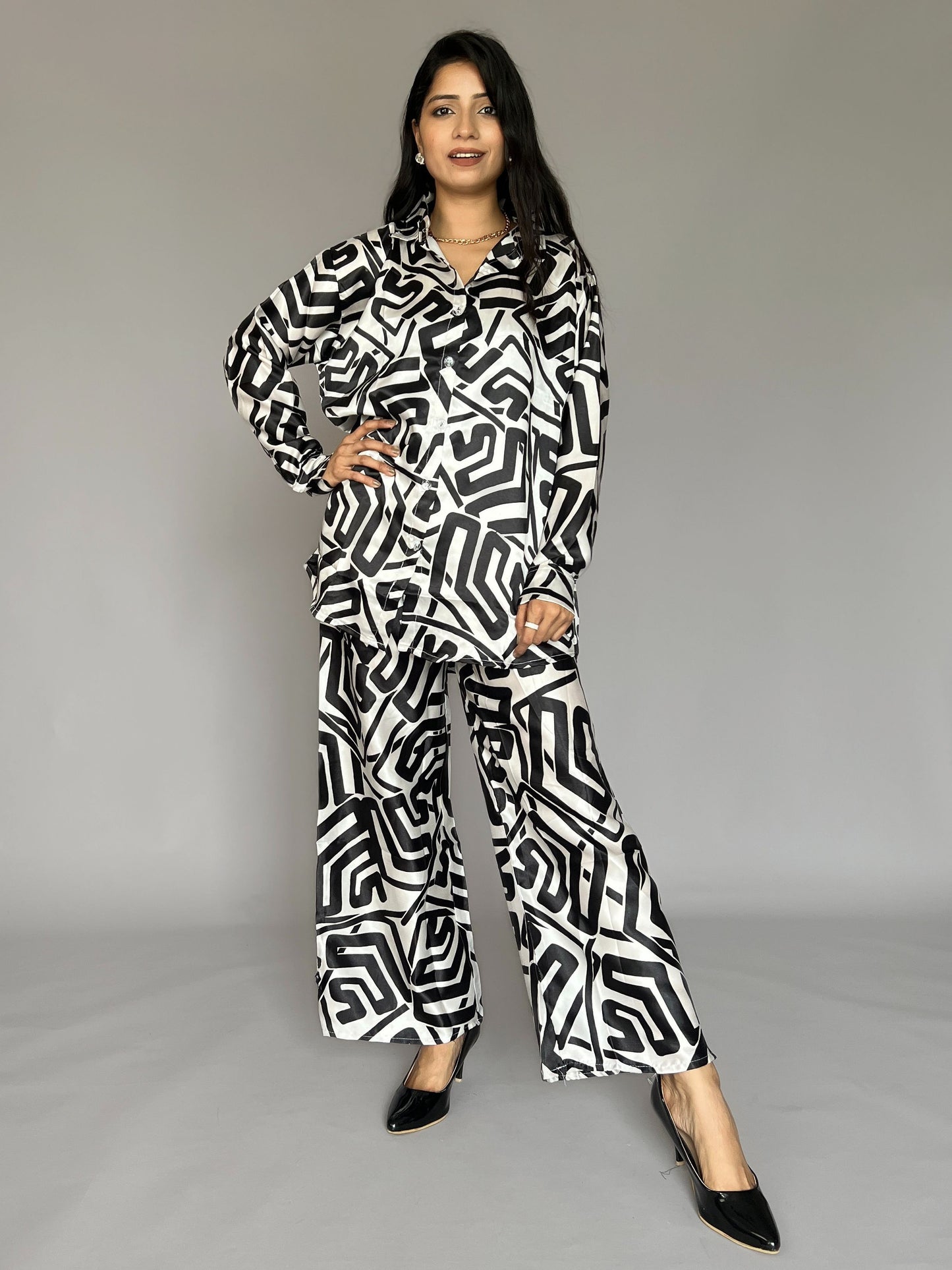Satin Printed 2 Piece Coord Set