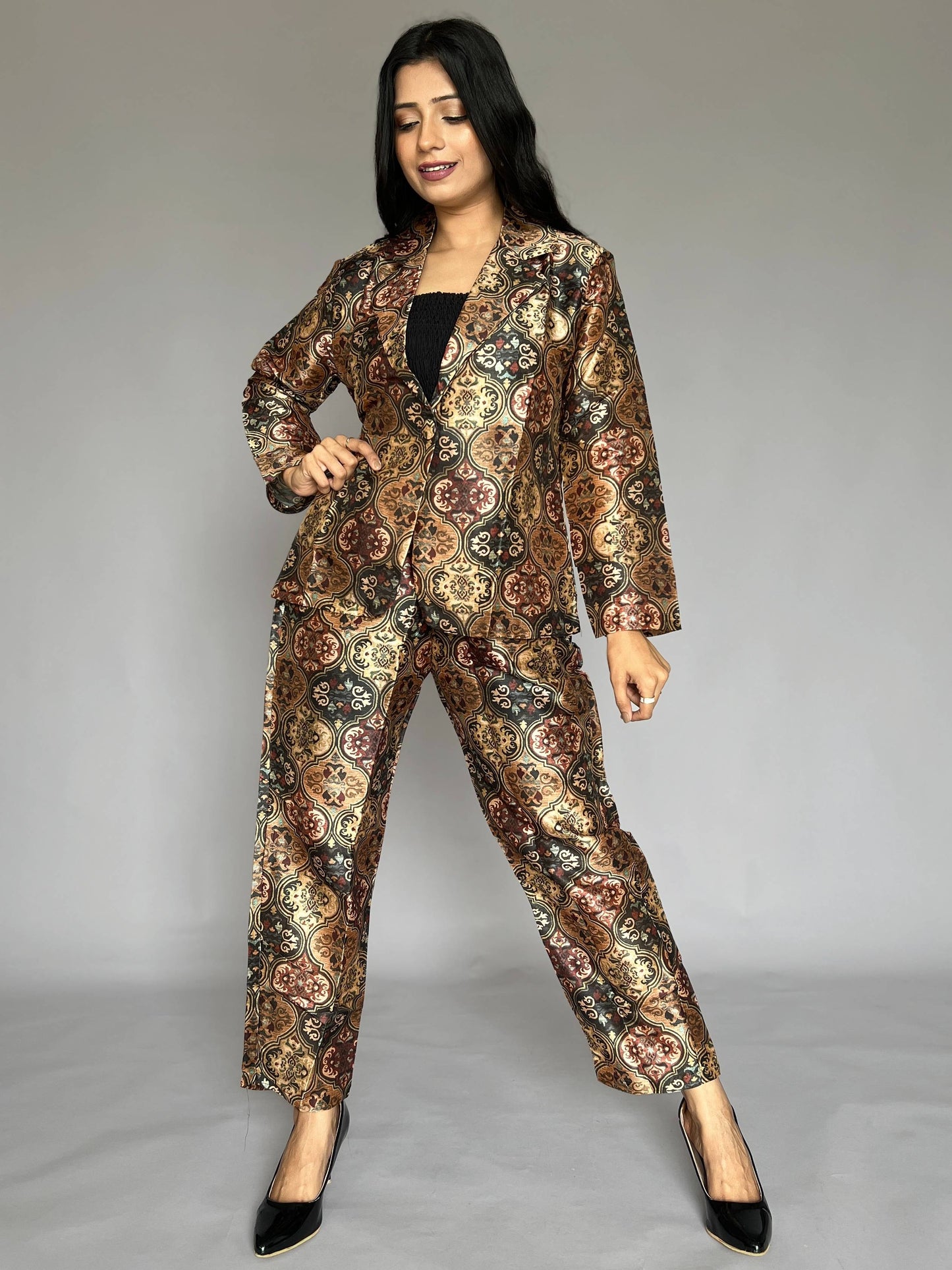 Printed Blazer-Pants 2 Piece Coord Set