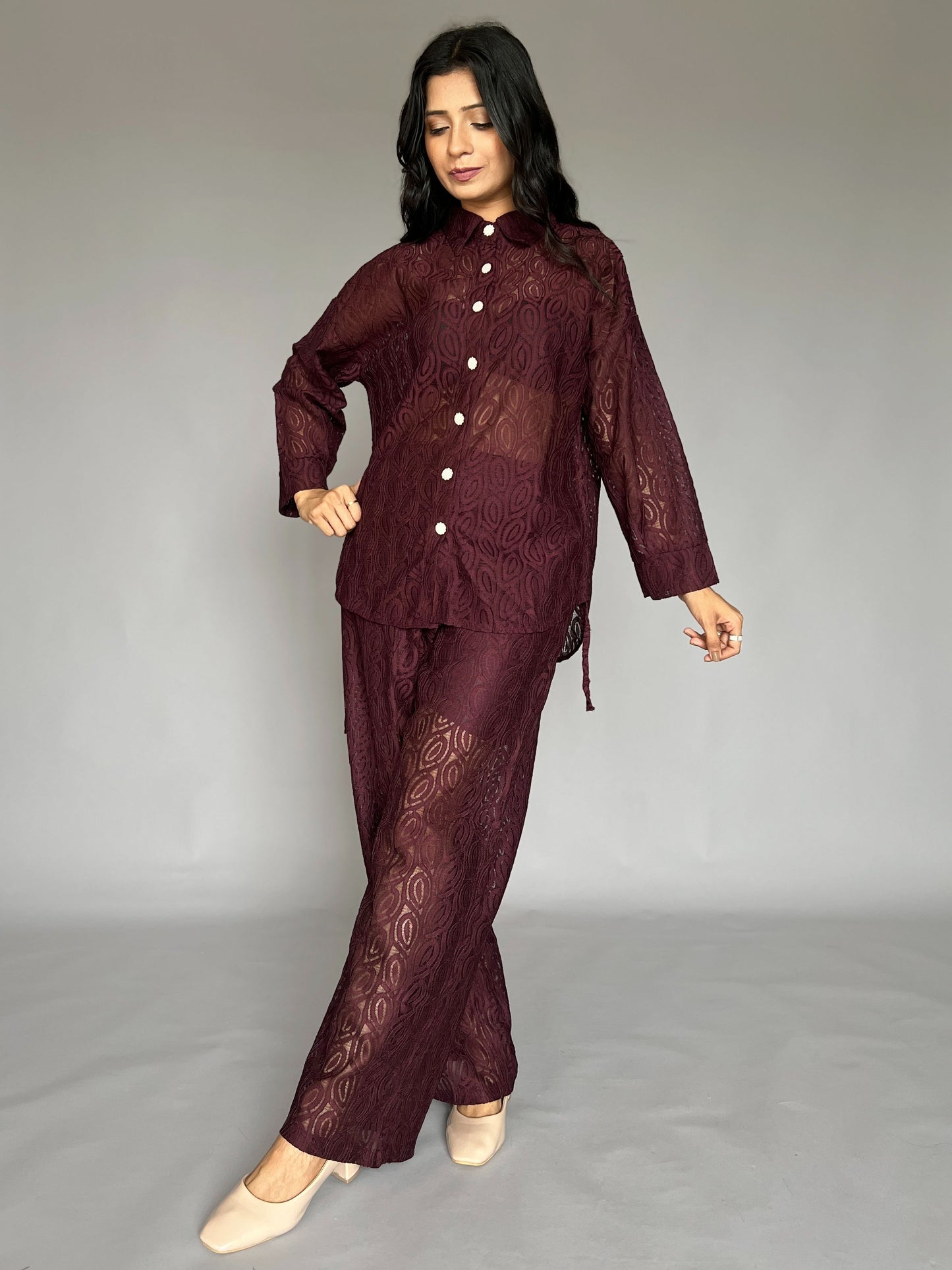 Wine Lace 2 Piece Coord Set