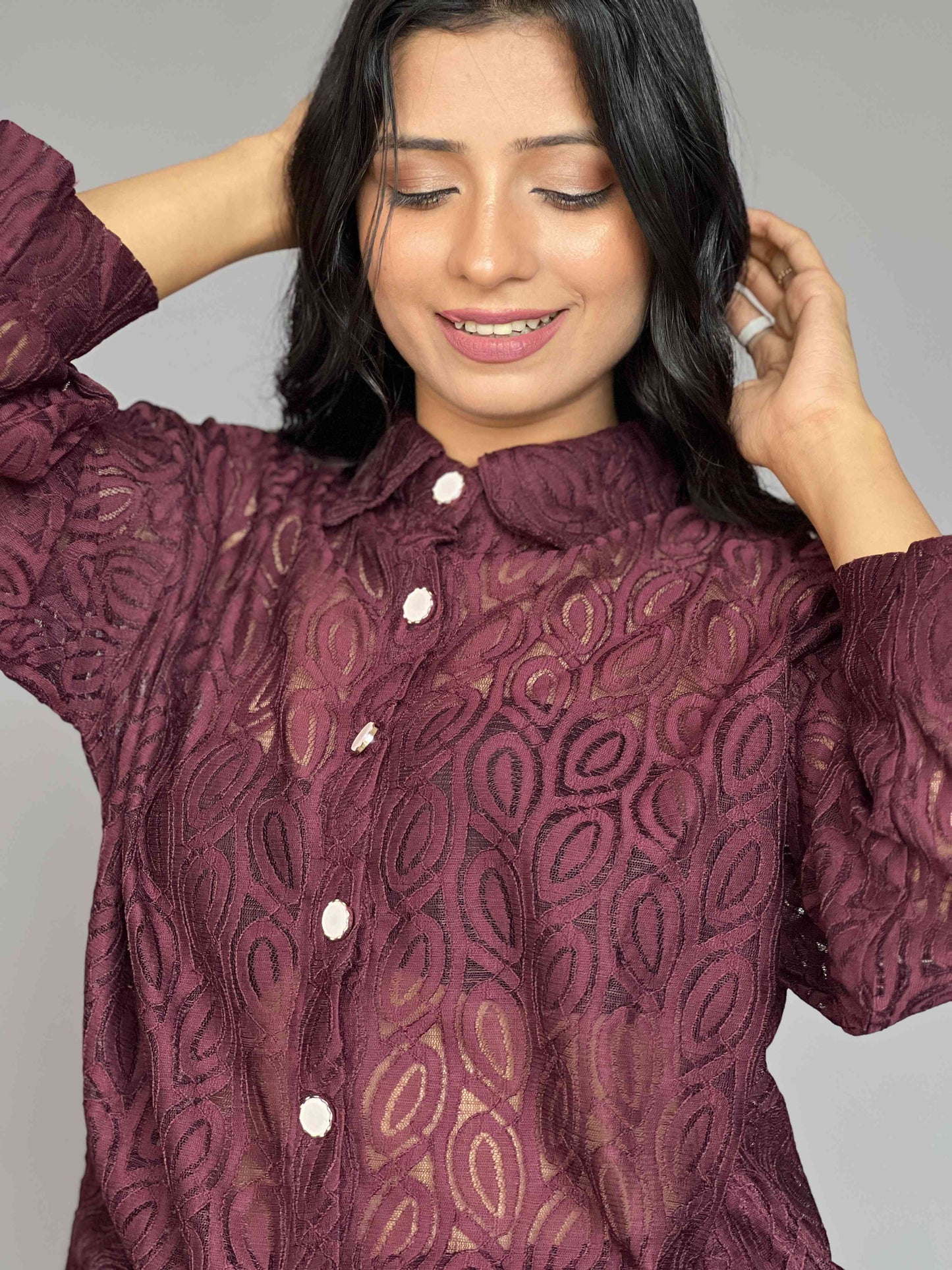 Wine Lace 2 Piece Coord Set