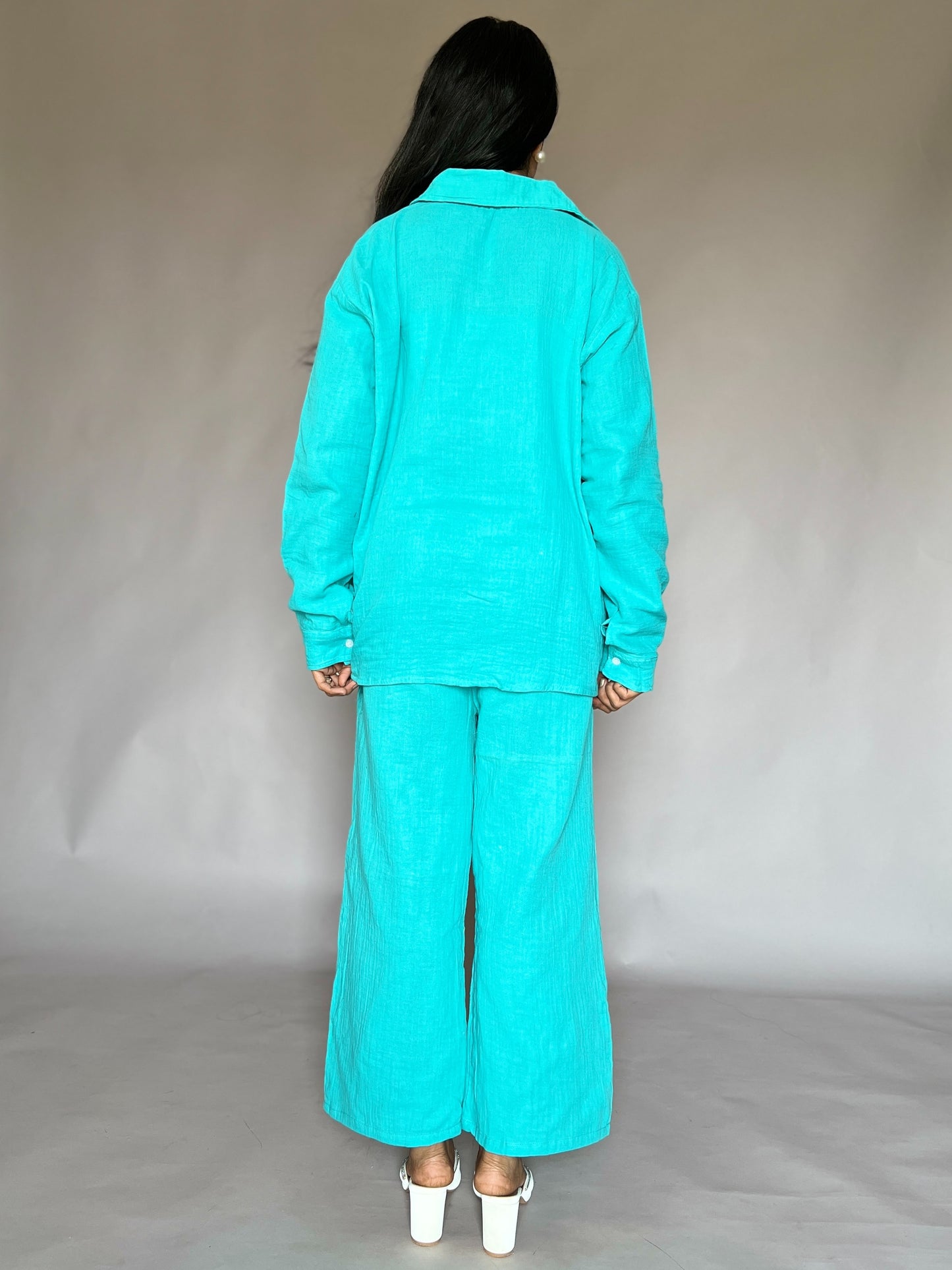 Aqua Blue 2-Piece Pants Coord Set