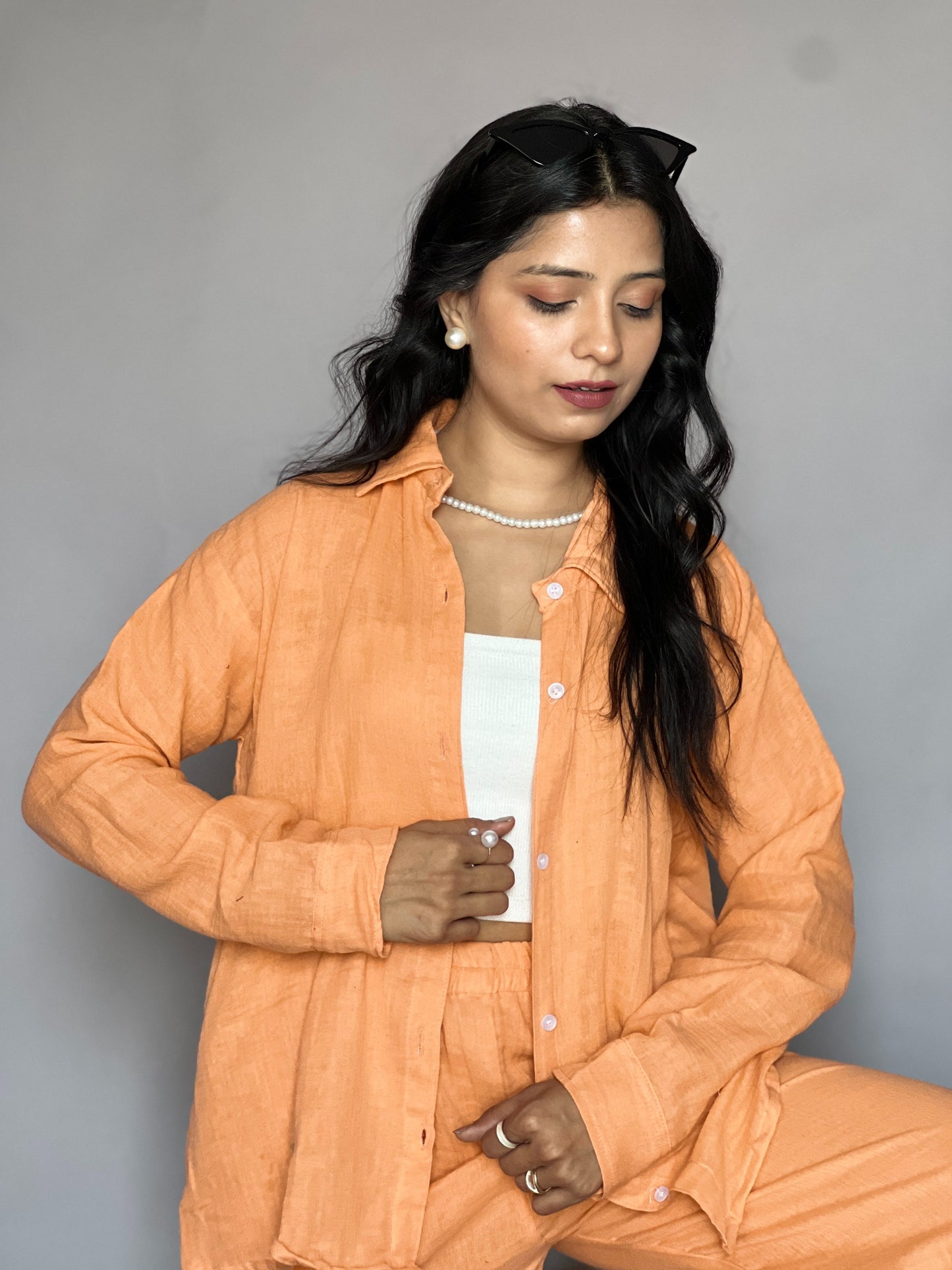 Tangerine Orange 2-Piece Pants Coord Set