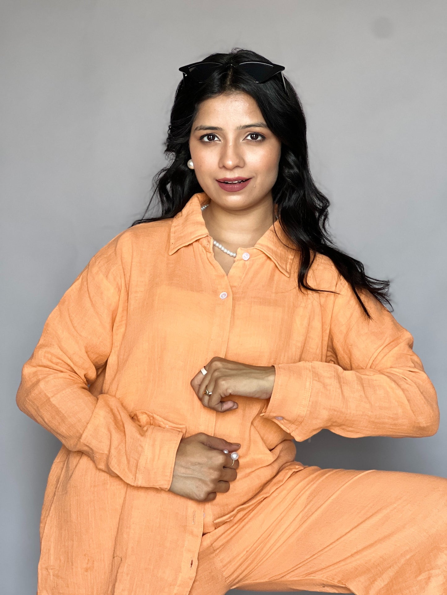 Tangerine Orange 2-Piece Pants Coord Set