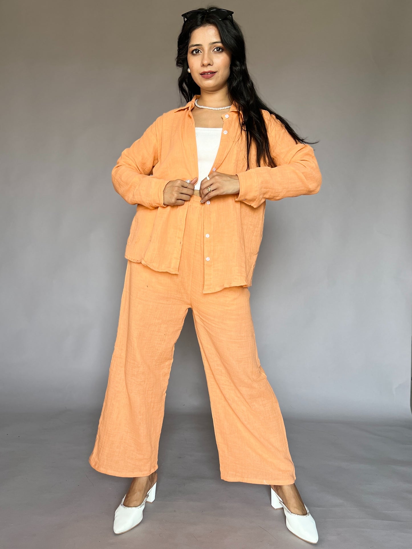 Tangerine Orange 2-Piece Pants Coord Set