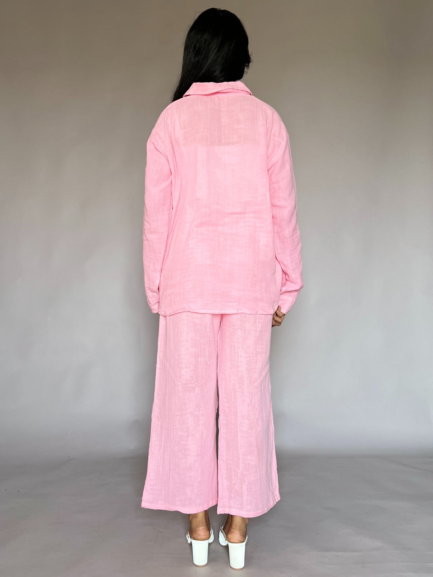 Blush Pink 2-Piece Crinkled Coord Set