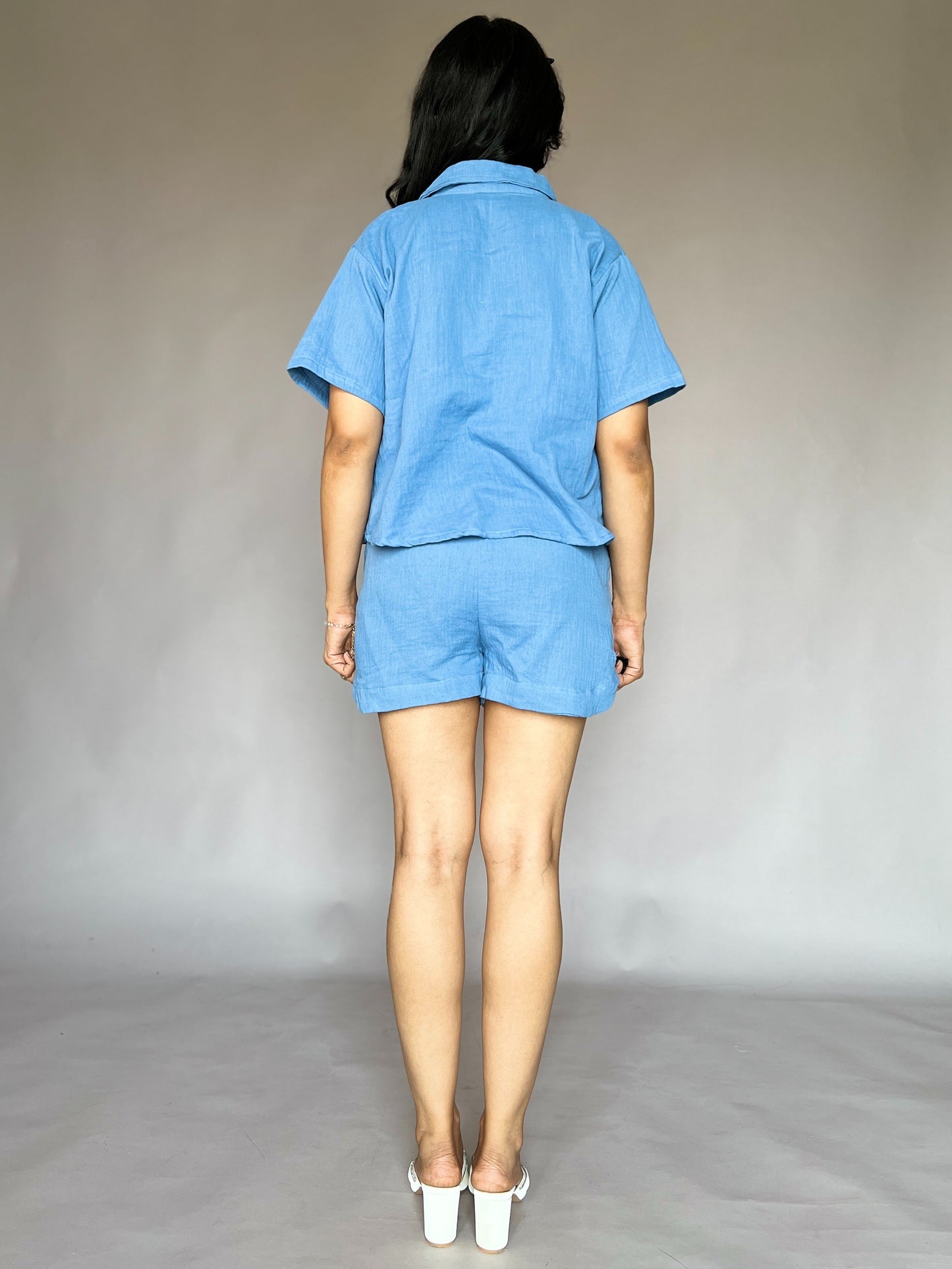 Ocean Blue 2-Piece Shorts Coord Set