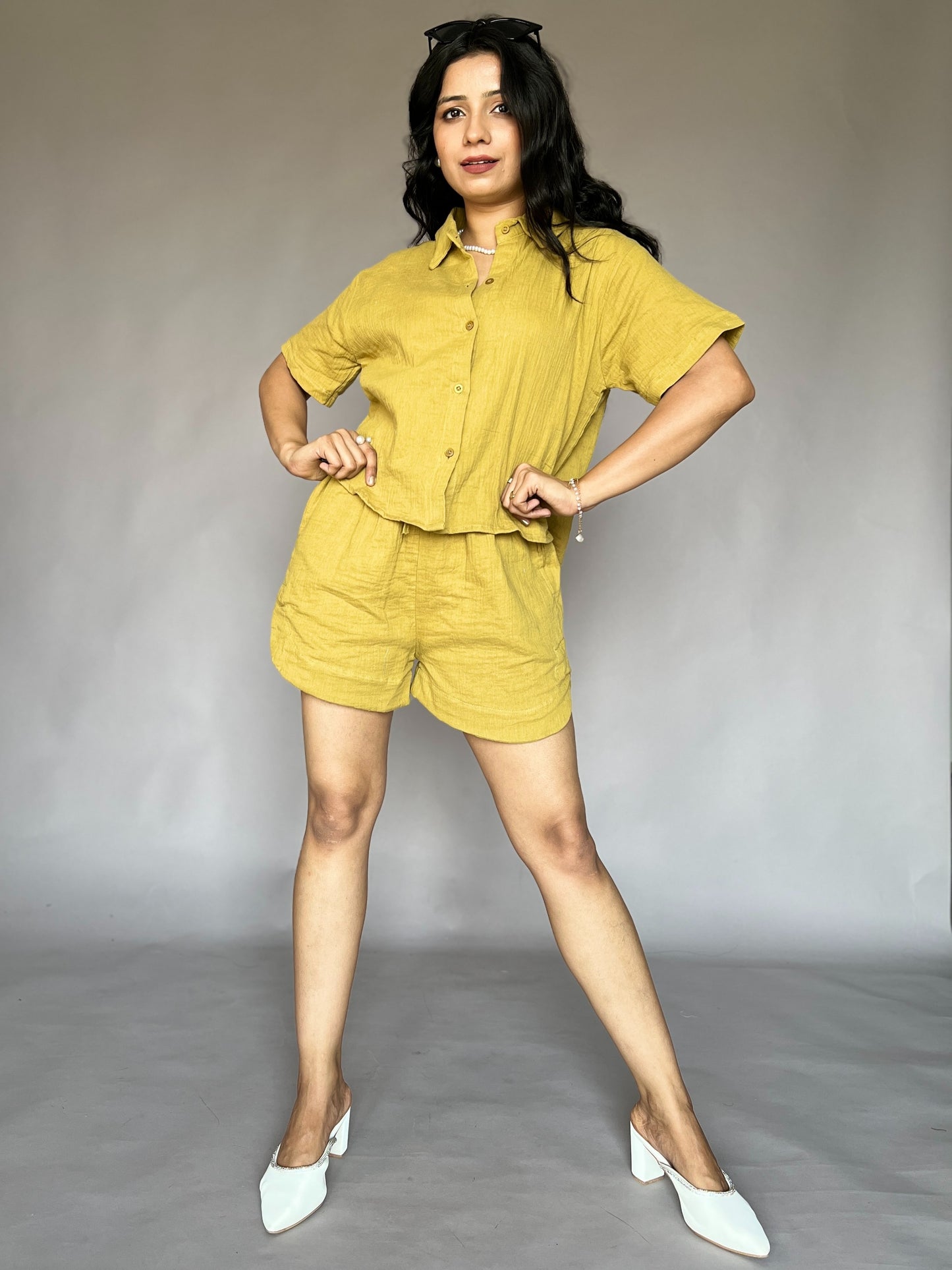 Mustard Yellow 2-Piece Shorts Coord Set