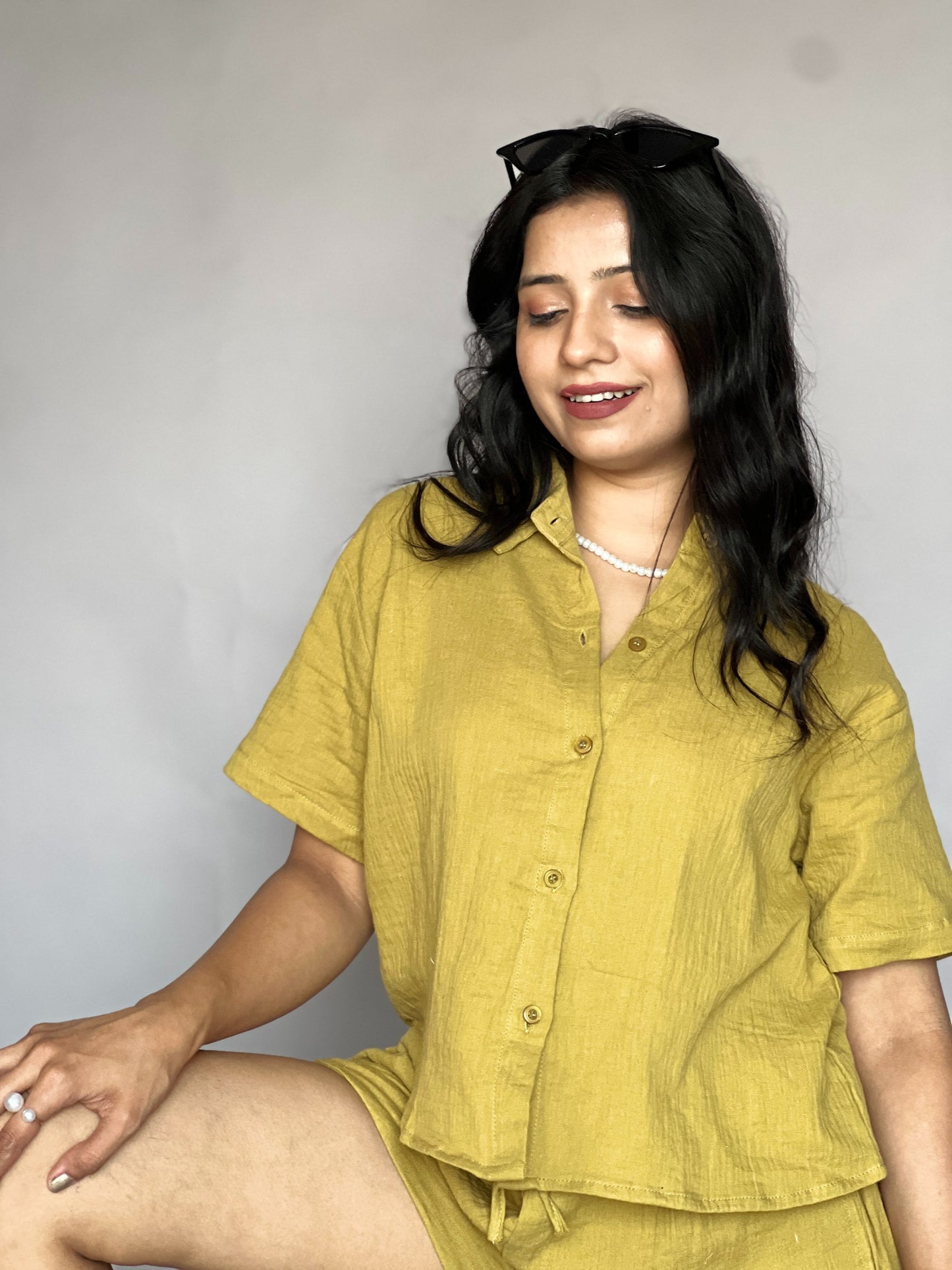Mustard Yellow 2-Piece Shorts Coord Set