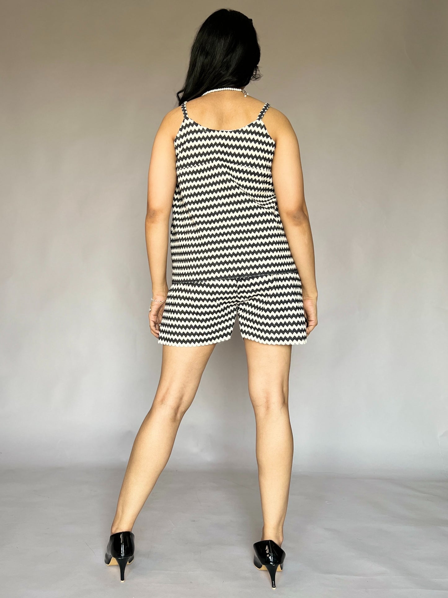 Zigzag Embroidery 2-Piece Shorts Coord Set