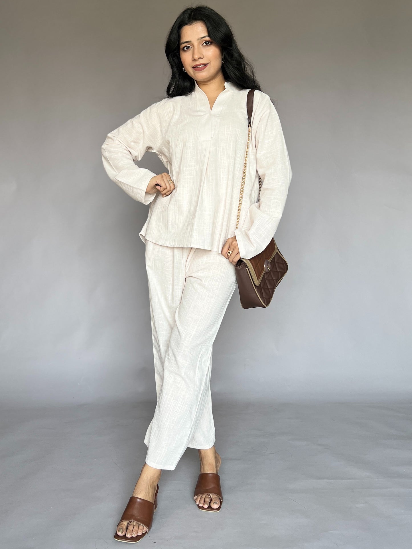 Ivory Cream 2-Piece Minimal Coord Set