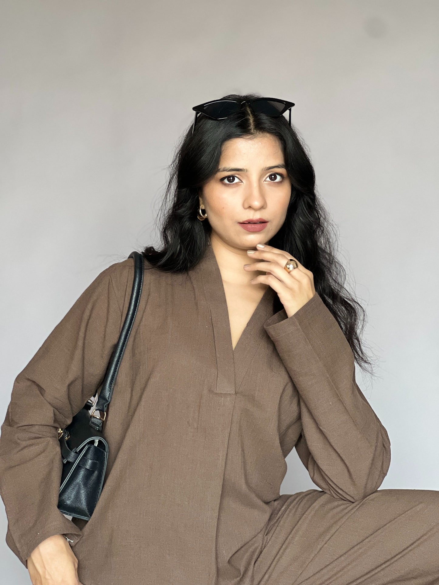 Coffee Brown 2-Piece Structured Coord Set