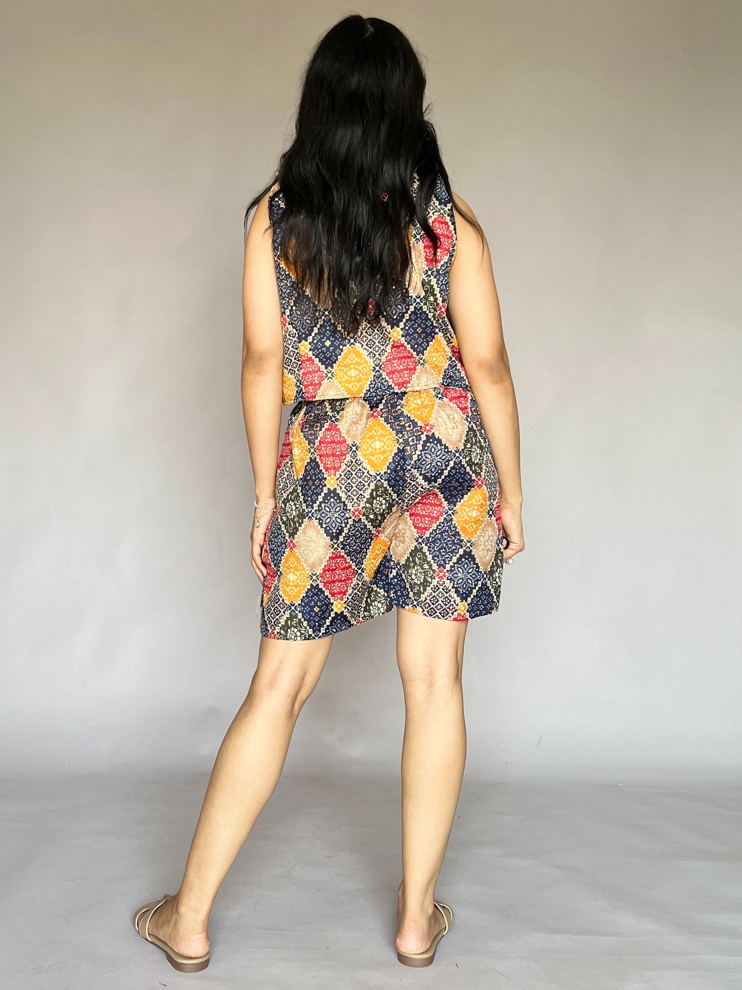 Indigo Boho 2-Piece Printed Shorts Coord Set