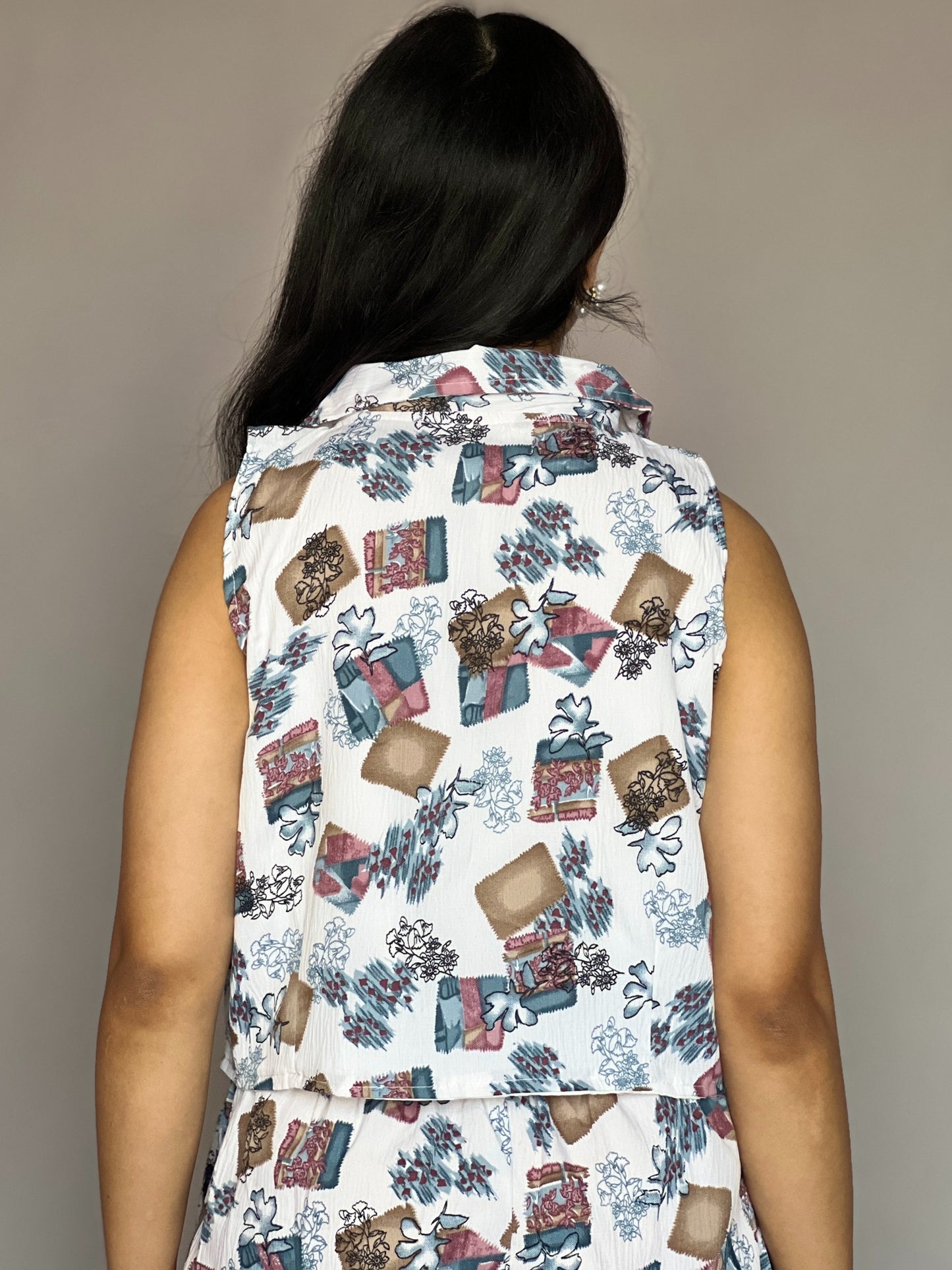 Blue Brews 2-Piece Printed Shorts Coord Set