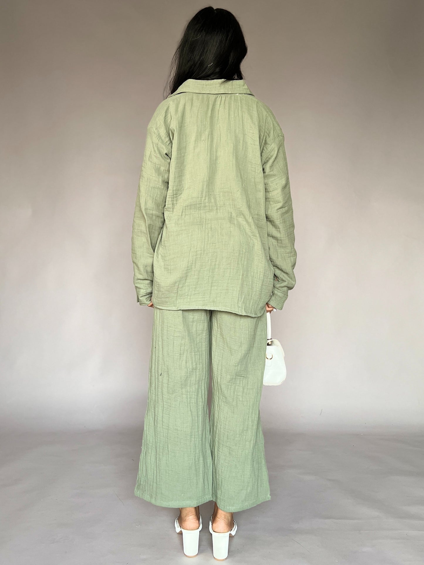 Sage Green 2-Piece Relaxed Pants Coord Set