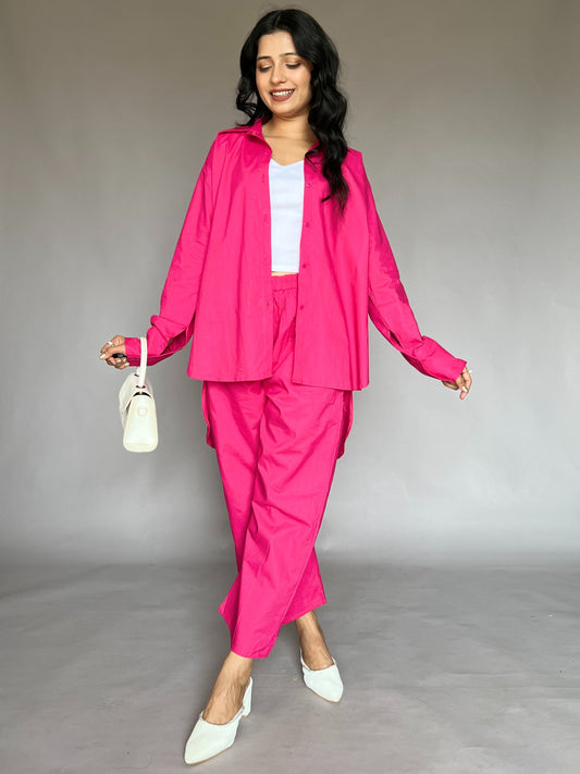 Hot Pink 2-Piece Cotton Coord Set