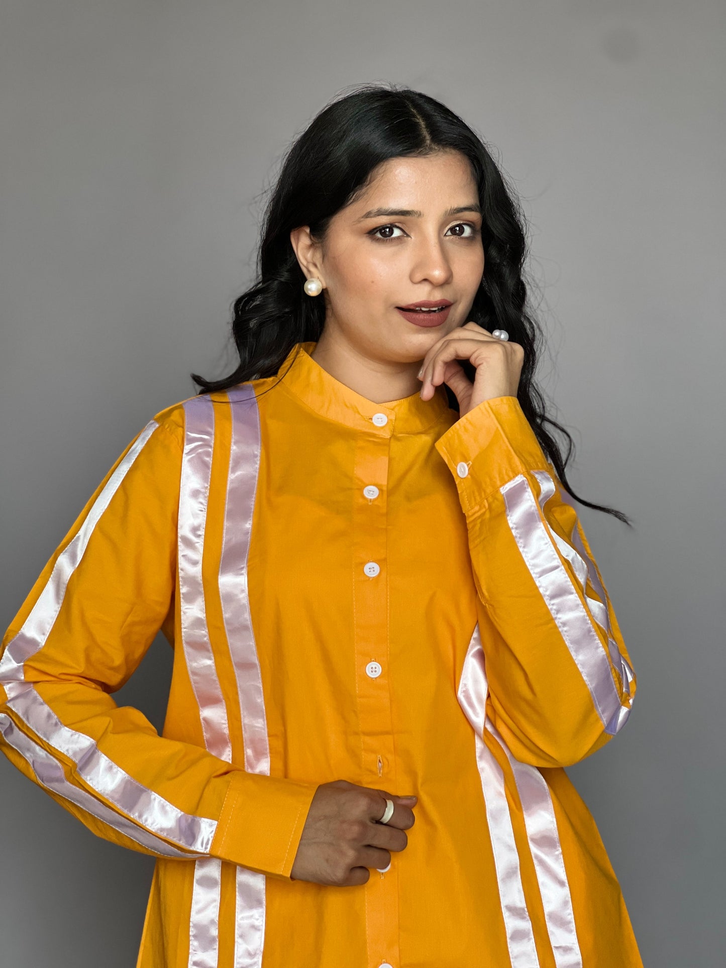 Sunset Yellow 2-Piece Reflective Stripe Coord Set