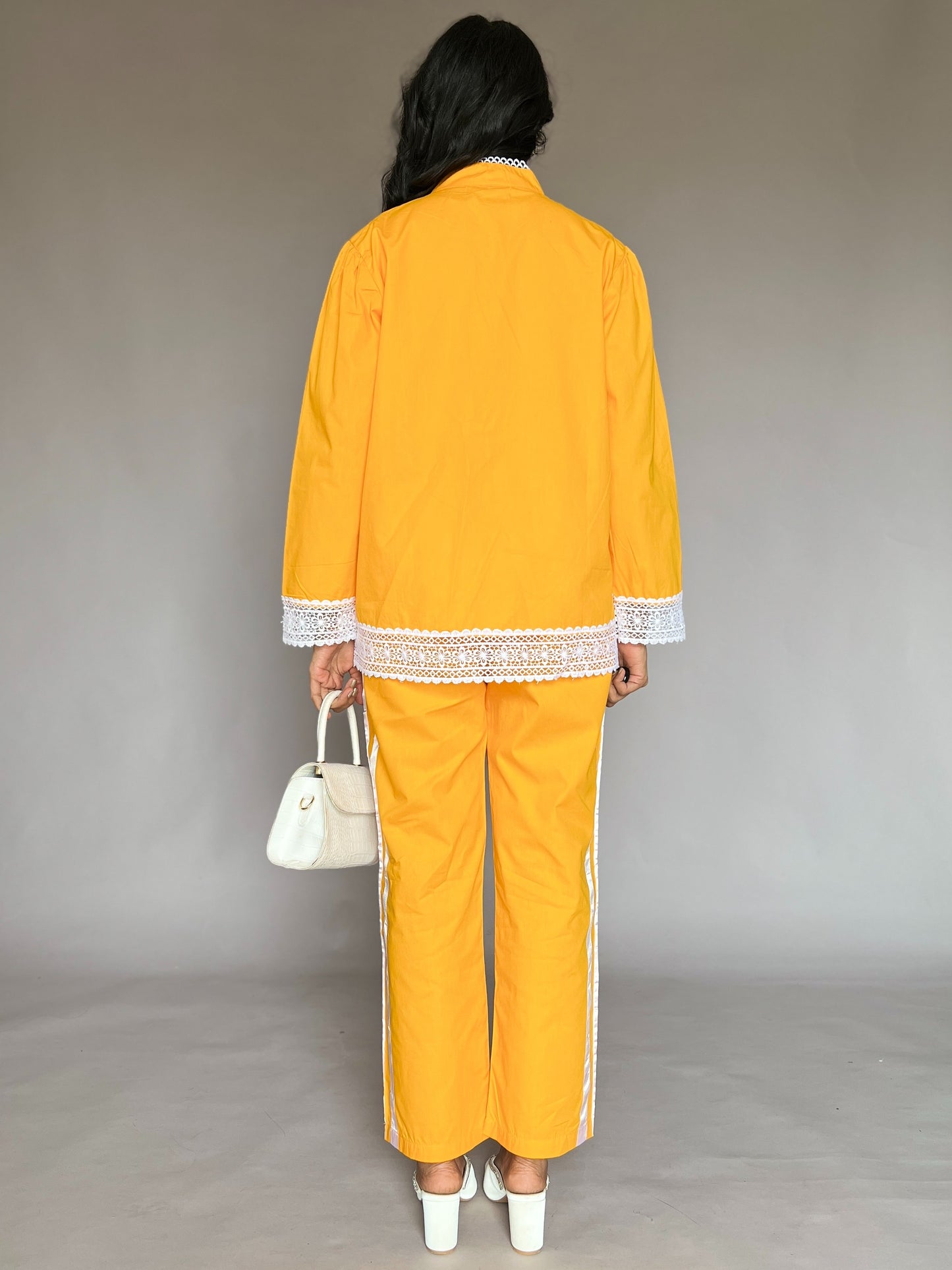 Lace Detailed Yellow 2-Piece Statement Coord Set