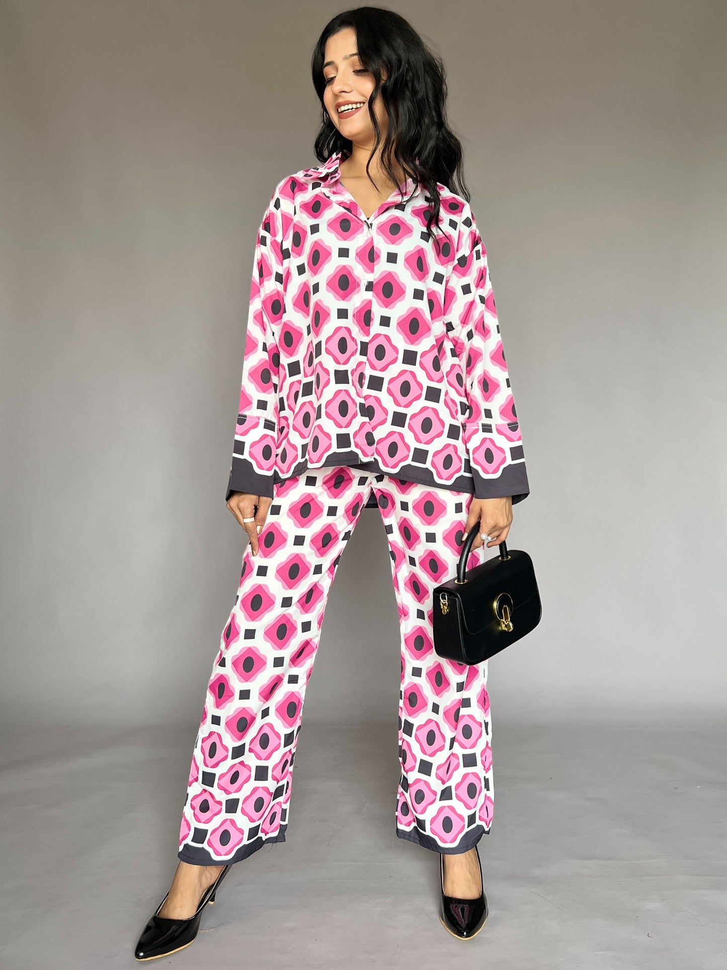 Pink Geometric Print 2-Piece Coord Set