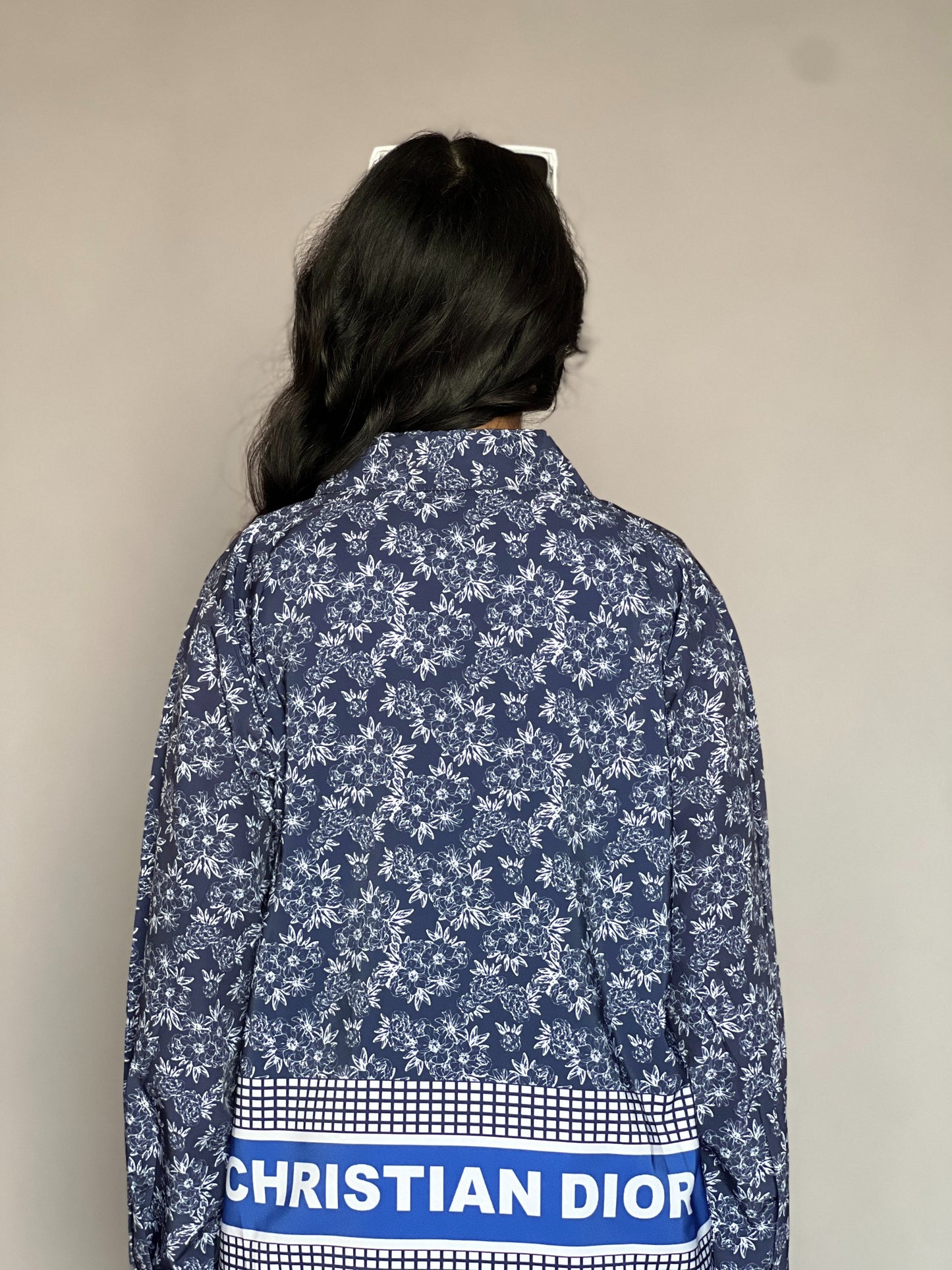 Christian Dior-Inspired Blue Floral 2-Piece Coord Set