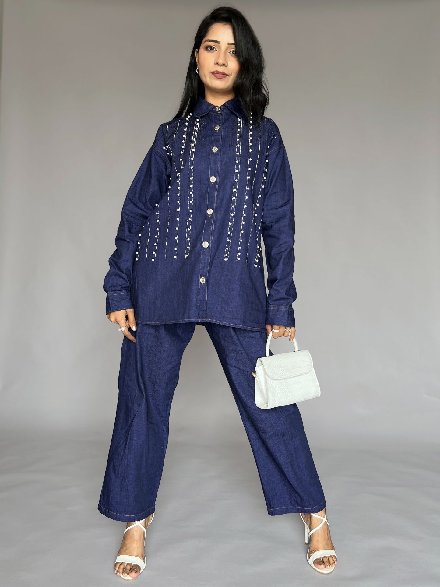 Denim Shirt & Pants Co-ord Setโ 2 Piece