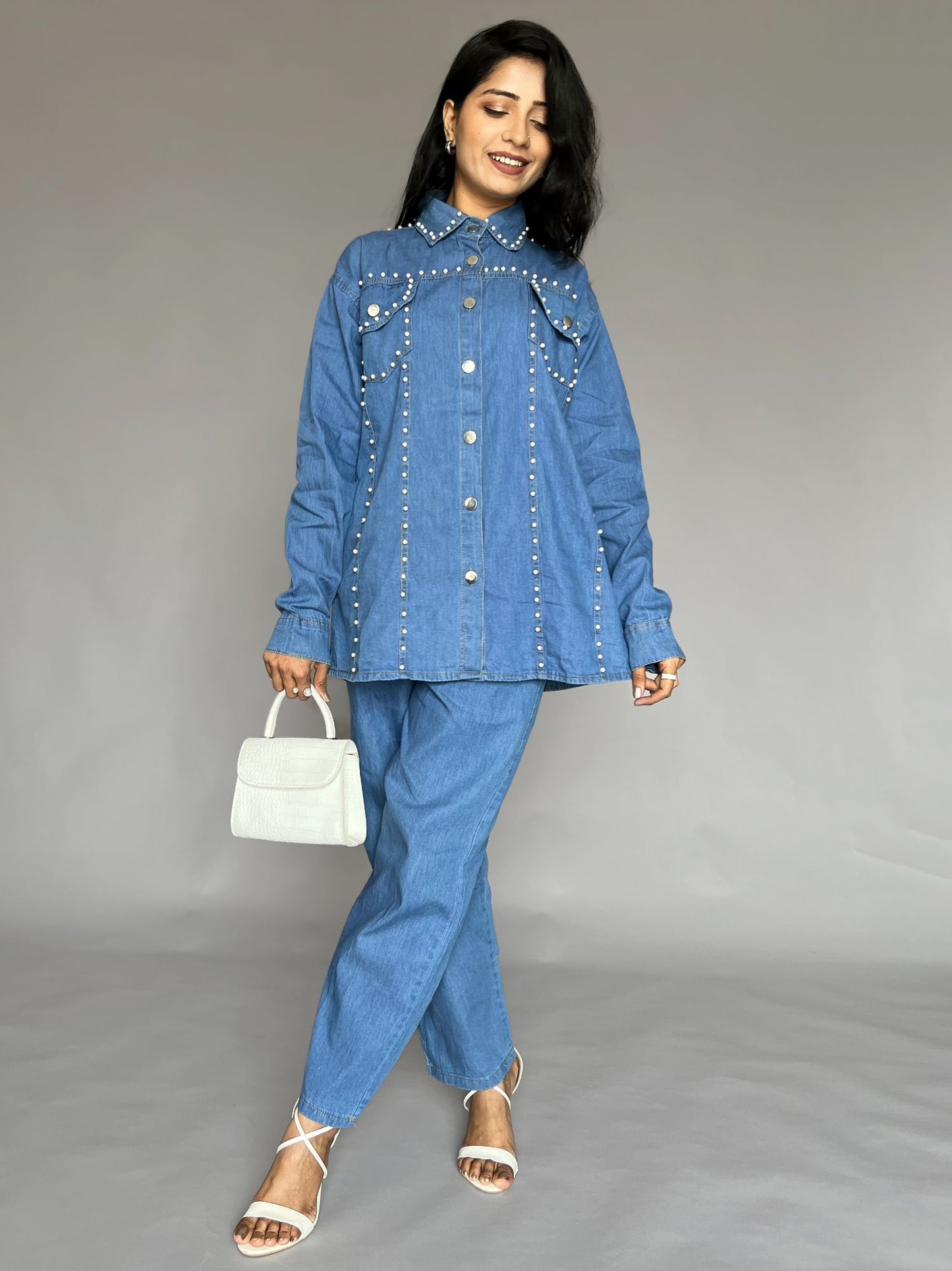 Denim Shirt & Pants Co-ord Setโ 2 Piece