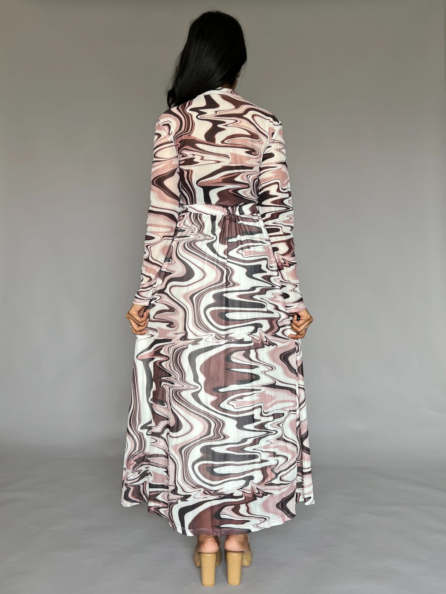 Marble Print 2-Piece Skirt Co-ord Set