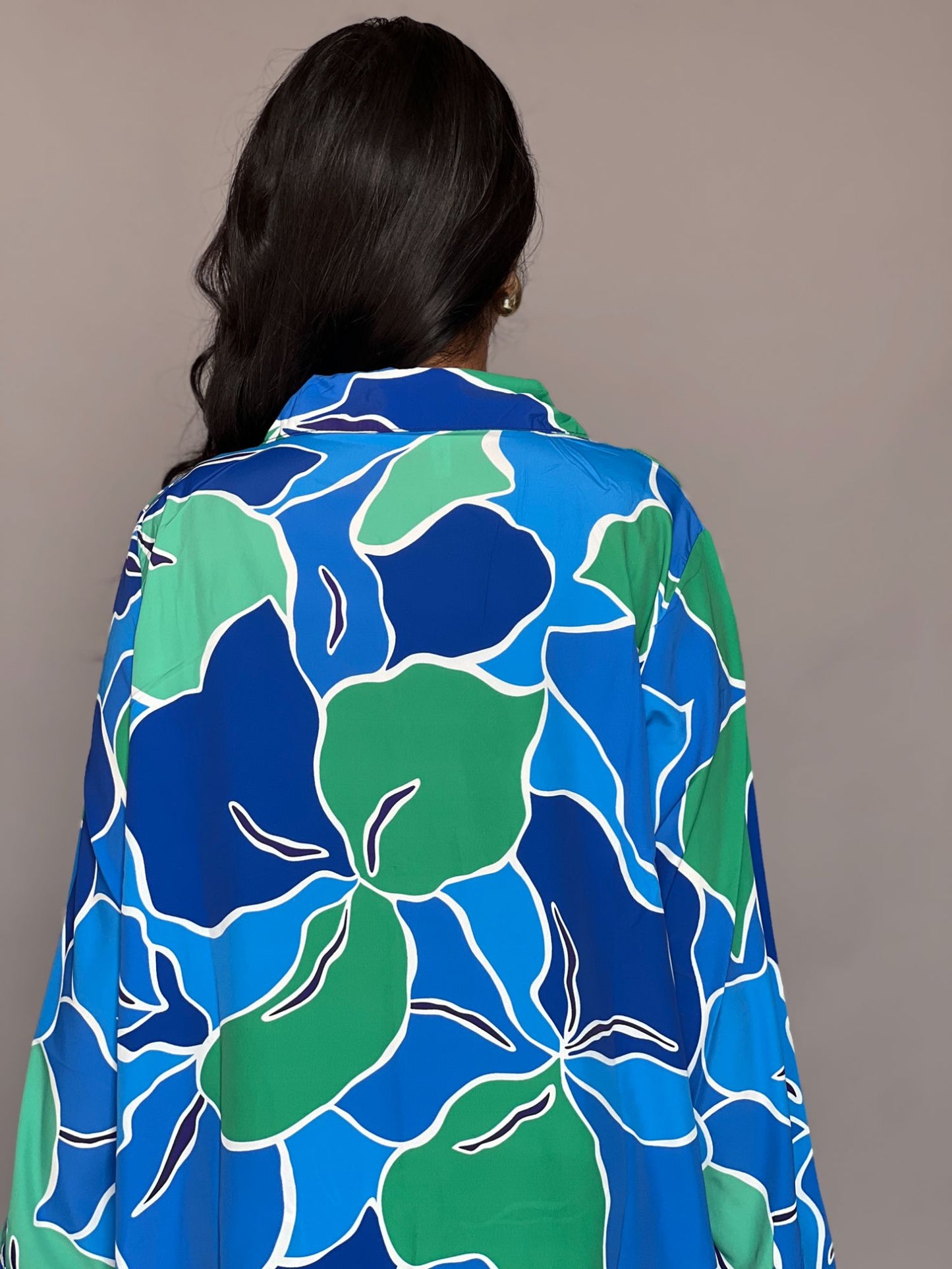 Blue Green Printed 3-Piece Pants Co-ord Set