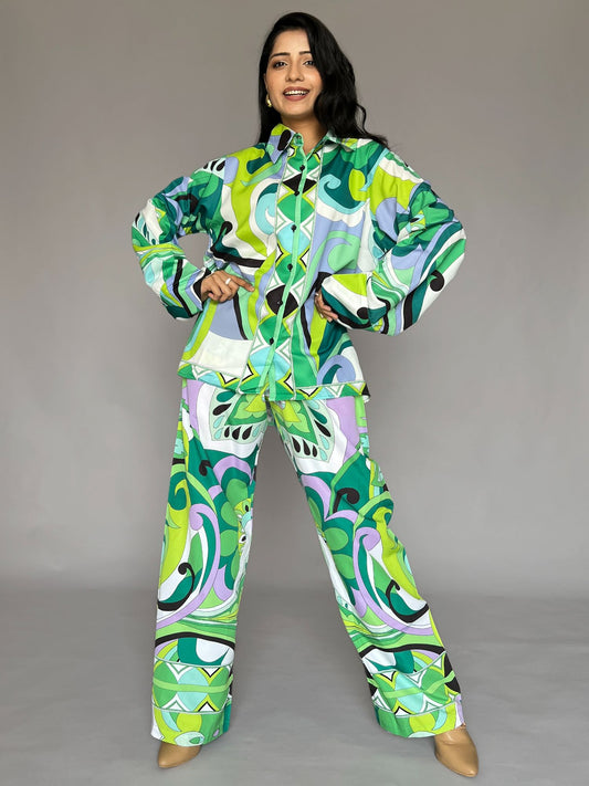 Green Printed 2-Piece Pants Co-ord Set