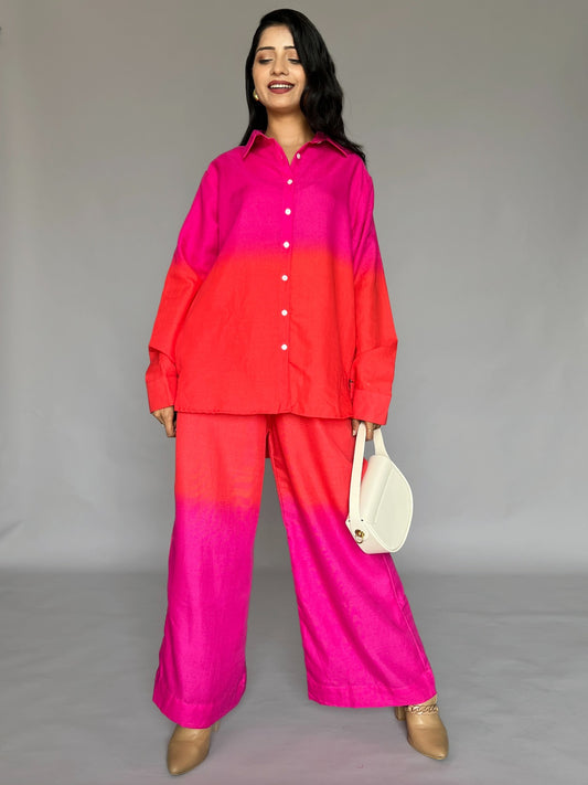 The Alia Set - Shaded Cotton Linen 2 Piece Co-ord Set