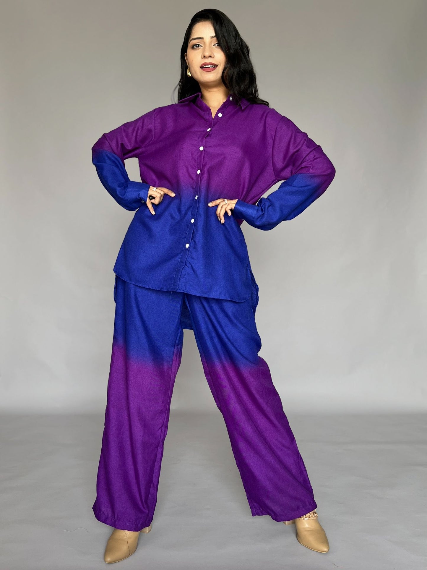 The Alia Set - Shaded Cotton Linen 2 Piece Co-ord Set