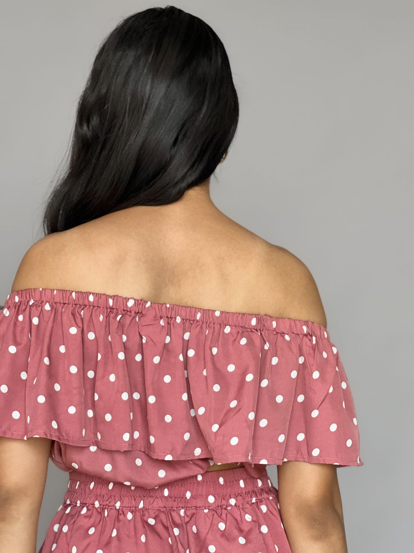 Polka Dot Off-Shoulder Skirt Co-ord โ 2 Piece