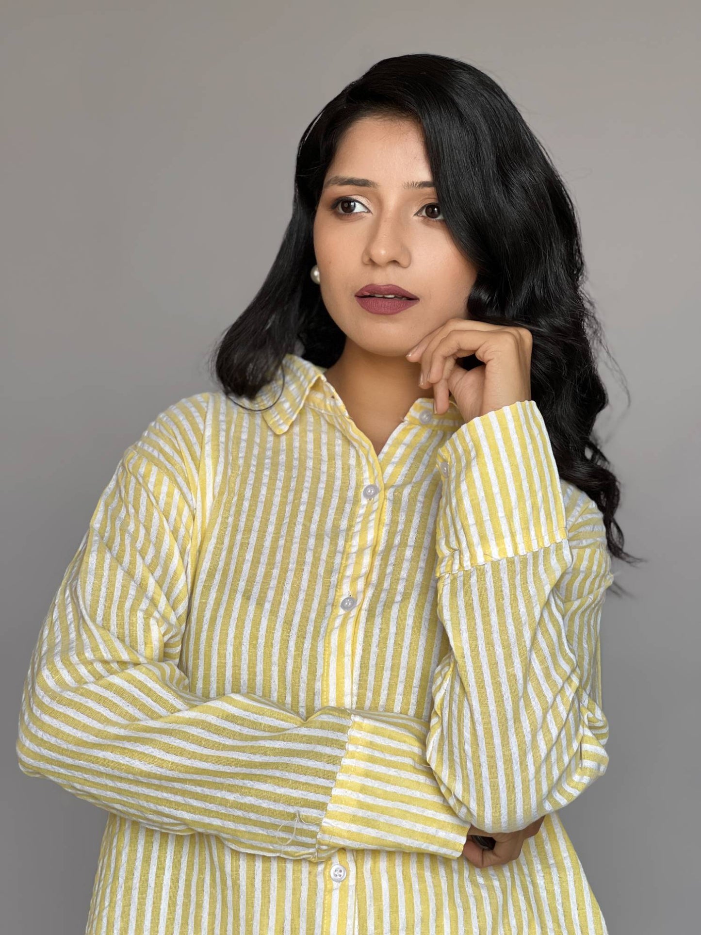 Yellow Striped 2 Piece Cotton Co-Ord Set