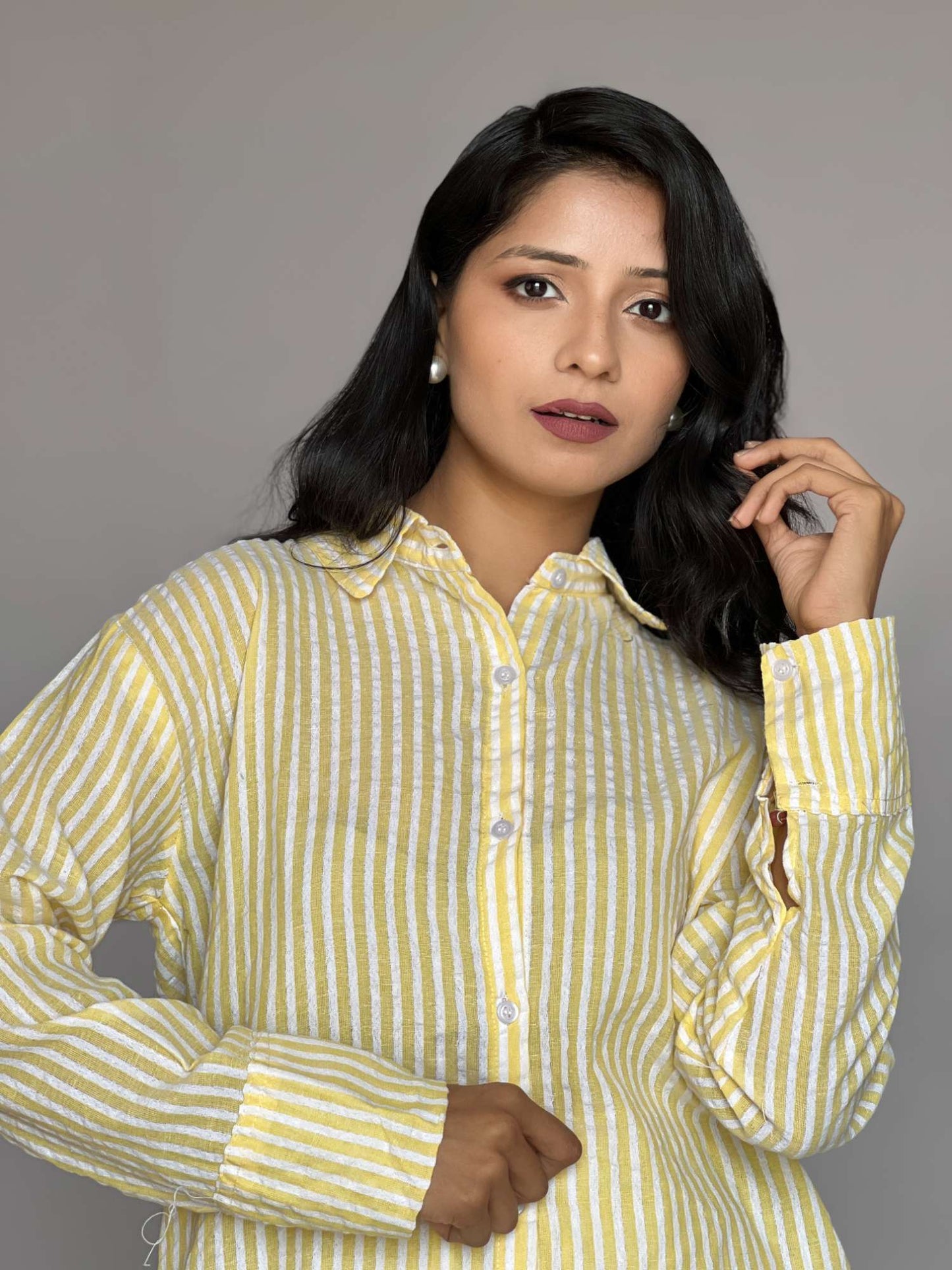 Yellow Striped 2 Piece Cotton Co-Ord Set