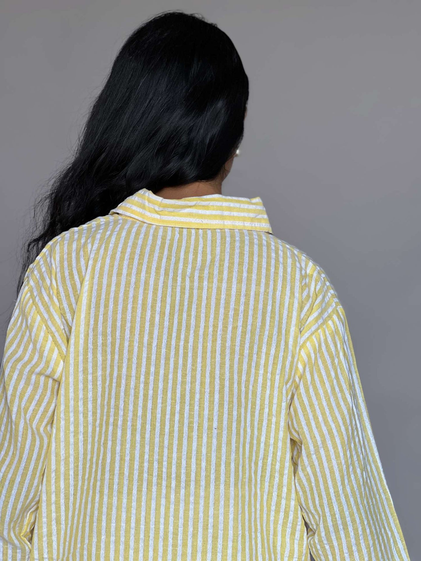 Yellow Striped 2 Piece Cotton Co-Ord Set