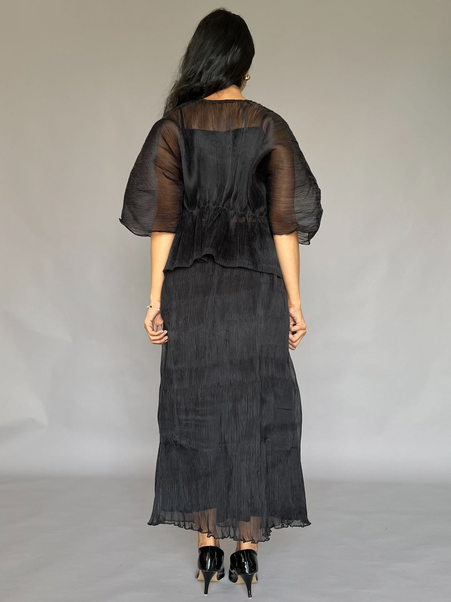 Black Pleated 2 Piece Skirt Co-ord Set