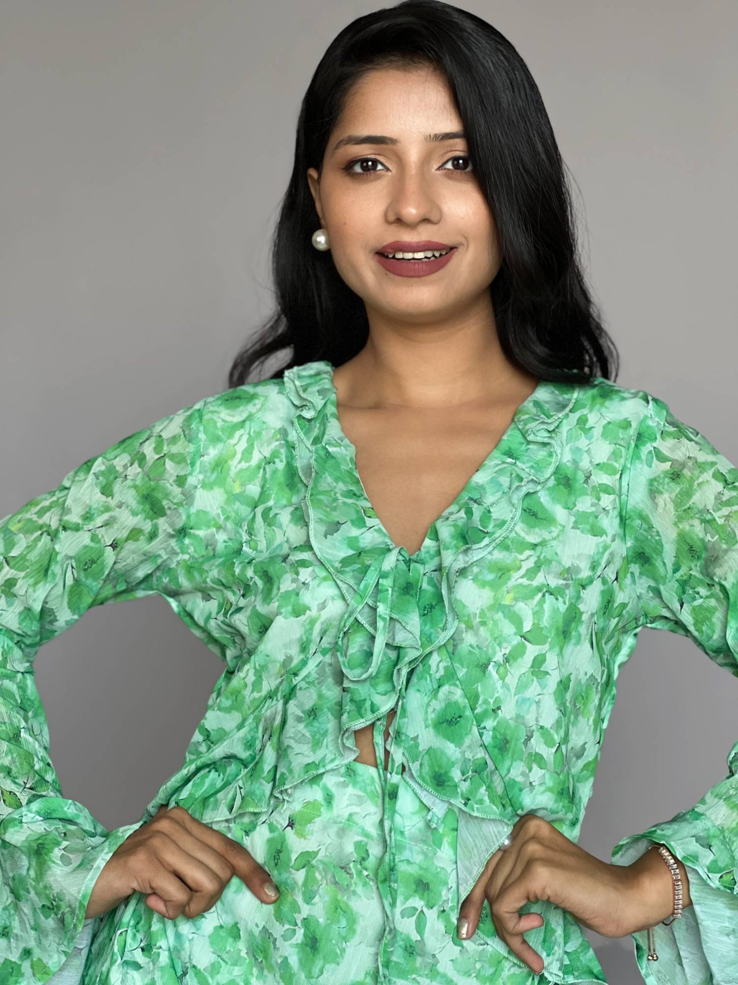 Green 2-Piece Co-ord Set , Skirt-Top Set