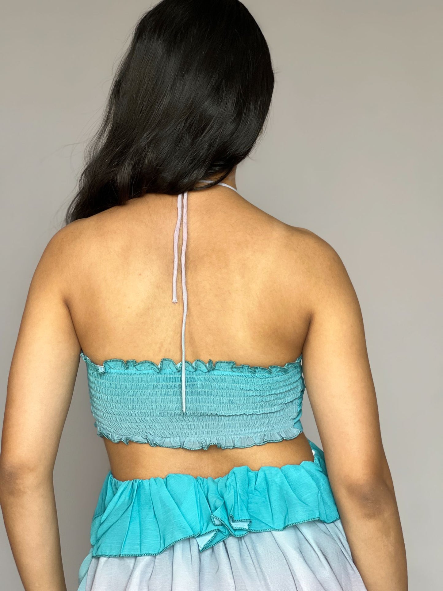 Blue Ombre Halter Neck Maxi Dress
