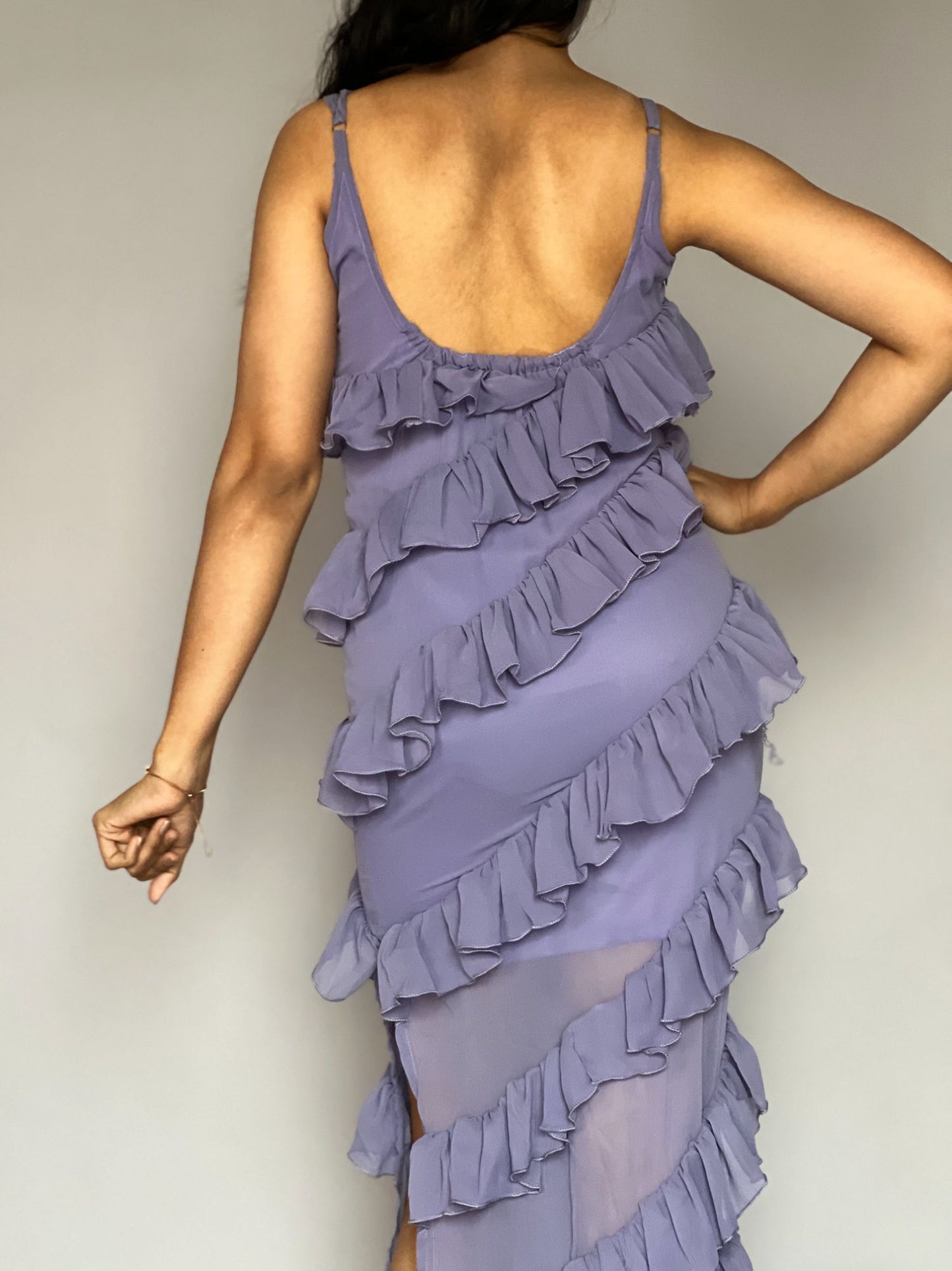 Lavender Ruffle Tiered Maxi Dress