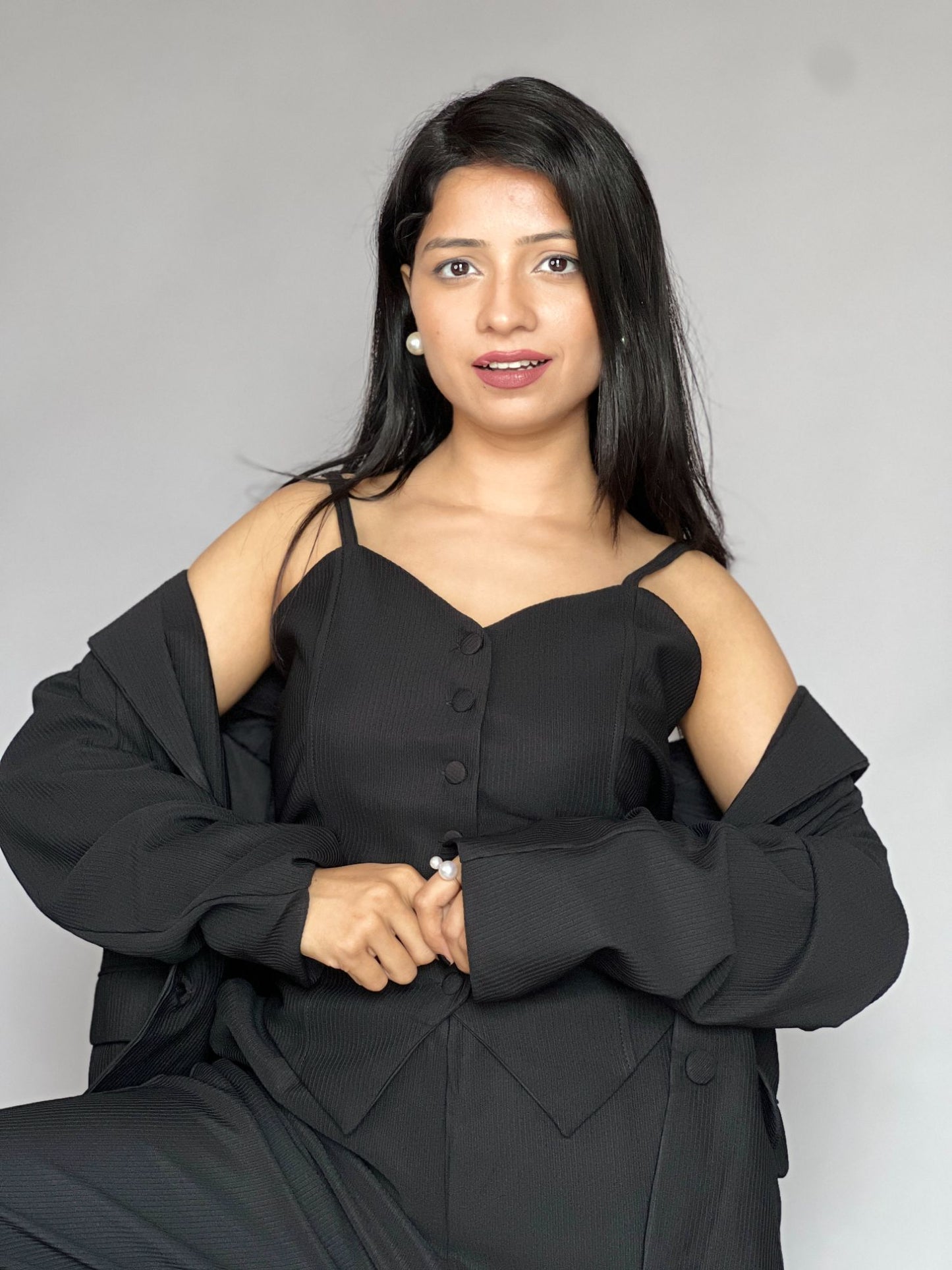 Black Three-Piece Blazer Co-Ord Set