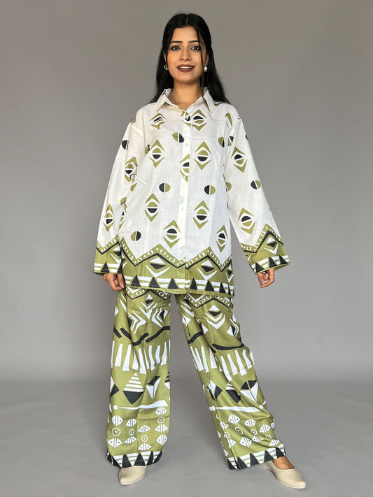 Abstract Print Pants Coord Set