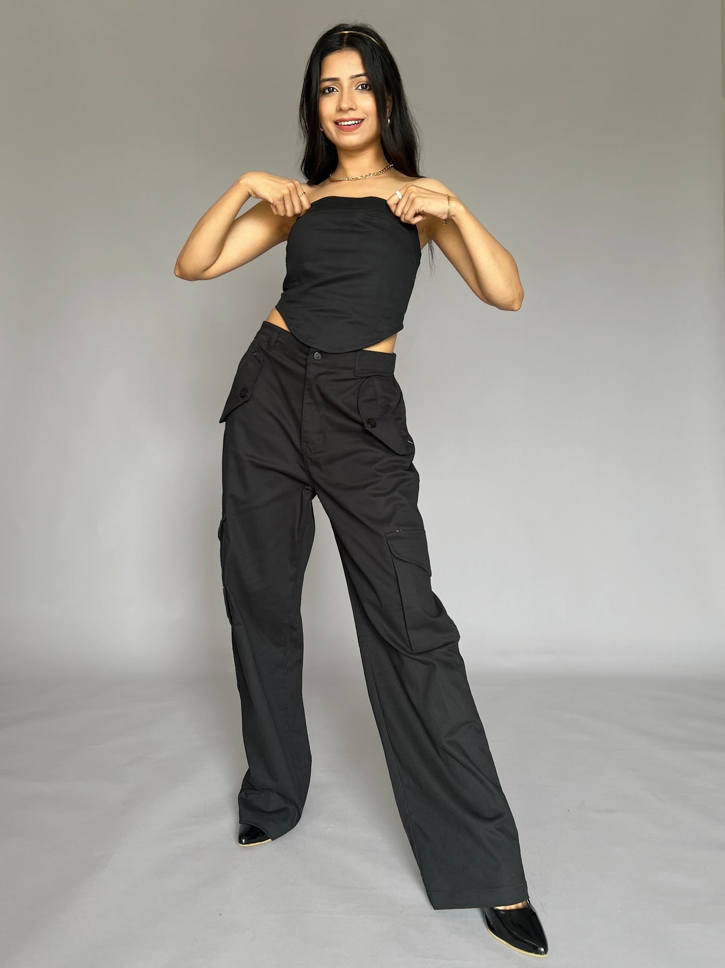 Cargo Pants-Top 2 Piece Pants Coord Set