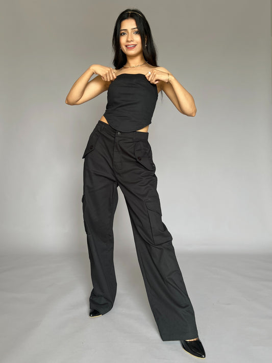 Cargo Pants-Top 2 Piece Pants Coord Set
