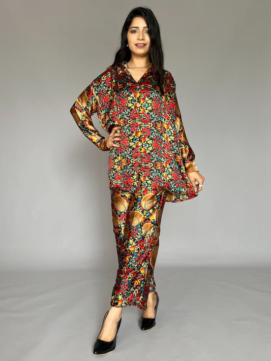 Satin Printed 2 Piece Coord set