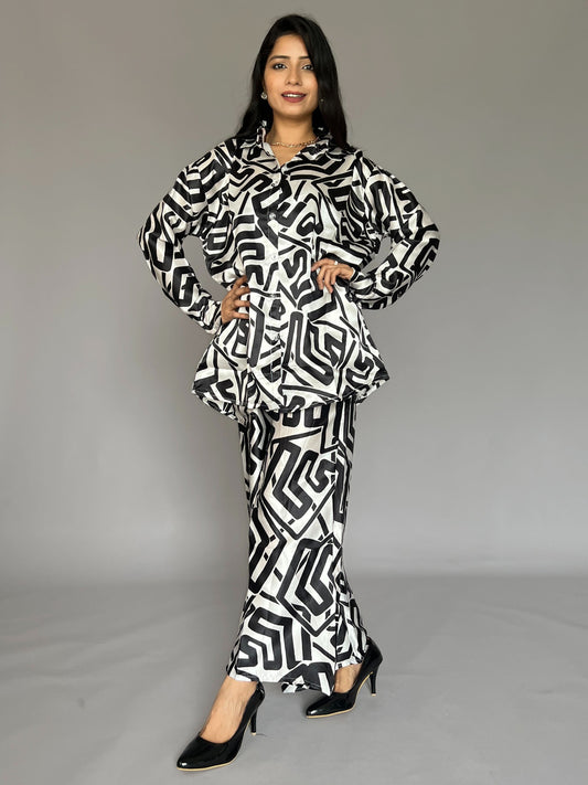 Satin Printed 2 Piece Coord Set