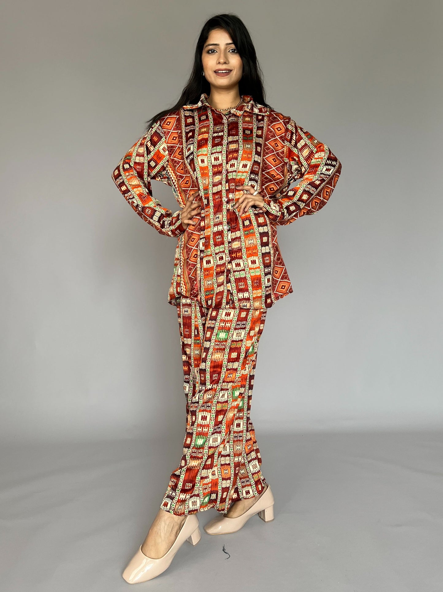Satin Printed 2 Piece Coord Set